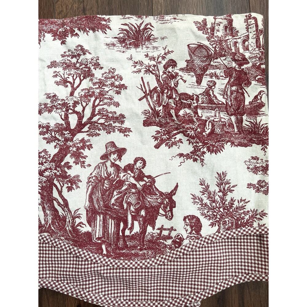 WAVERLY Home Classic Red Toile Scalloped Valance Curtain 17x78 French Provincial - Picture 2 of 7